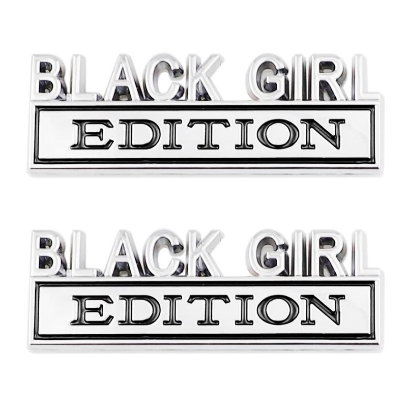 CARRUN 2 Pcs Black Girl Edition Emblem Car Side Rear Front Hood Trunk Door Badge 3D Decal Sticker Fit for Car Truck SUV (Black Girl,Silver Black),CR-Edition - Image 1